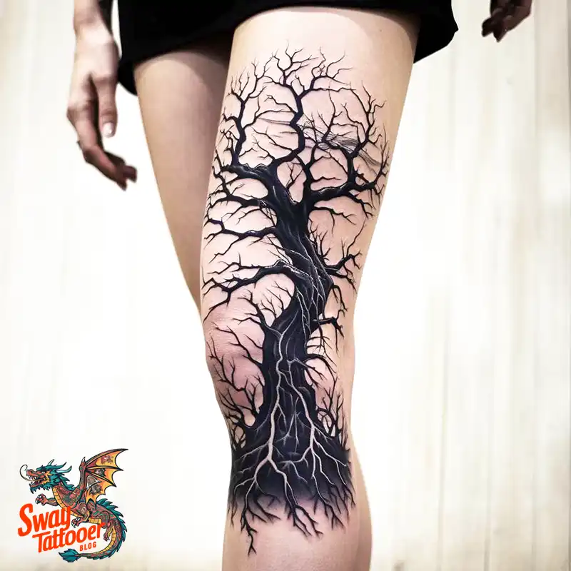 50 Tree on Leg Tattoo Designs: Your Style in Nature's Beauty 46 tree on leg tattoo
