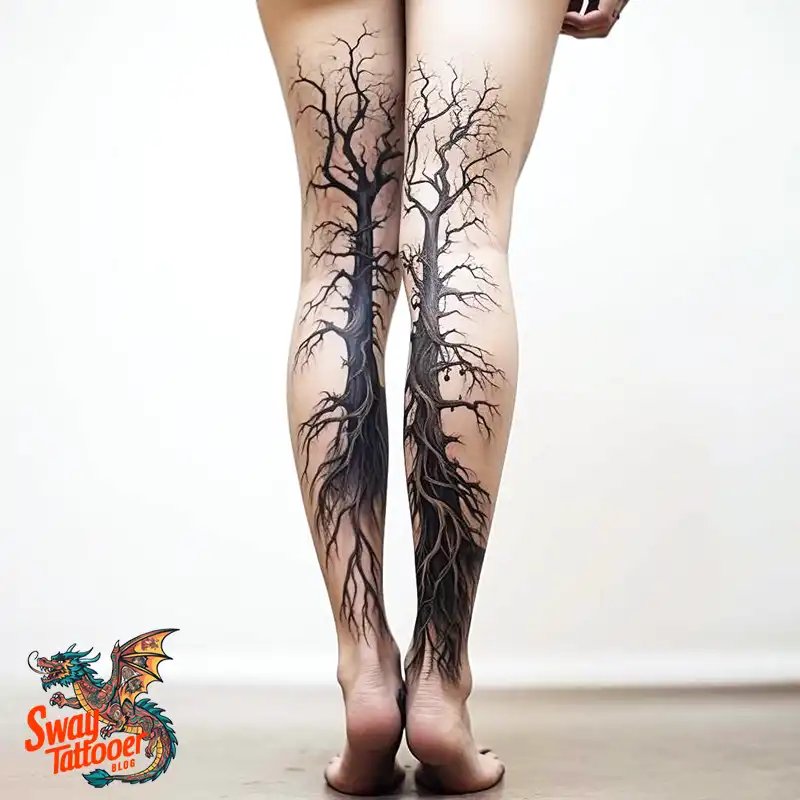 50 Tree on Leg Tattoo Designs: Your Style in Nature's Beauty 10 tree on the leg tattoo