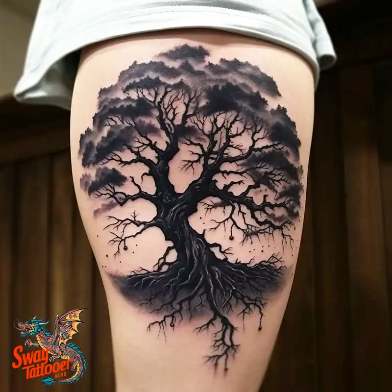 50 Tree on Leg Tattoo Designs: Your Style in Nature's Beauty 7 tree on the leg tattoo