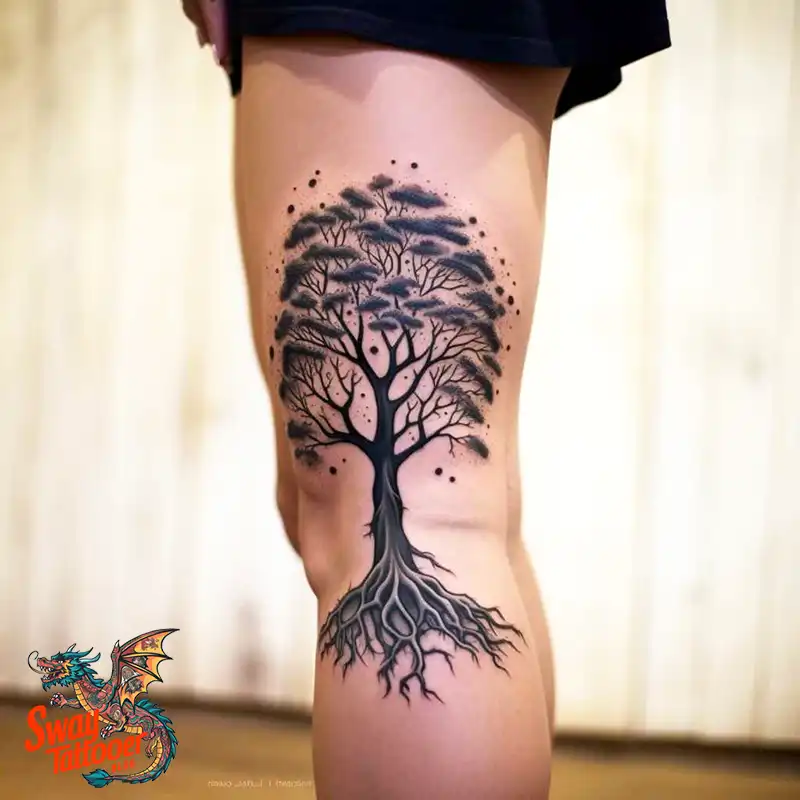 50 Tree on Leg Tattoo Designs: Your Style in Nature's Beauty 6 tree on the leg tattoo