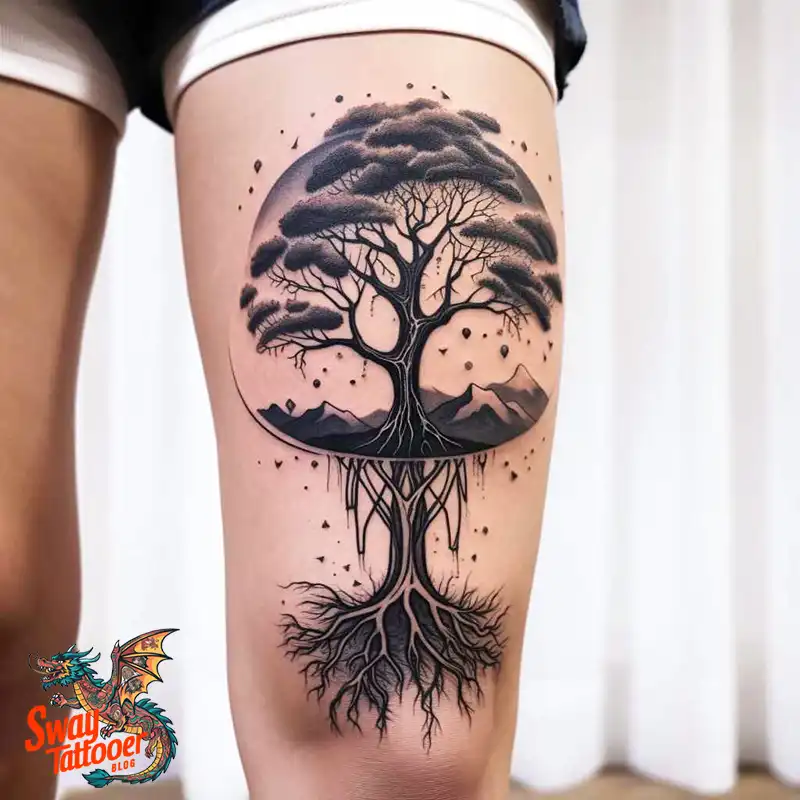 50 Tree on Leg Tattoo Designs: Your Style in Nature's Beauty 5 tree on the leg tattoo