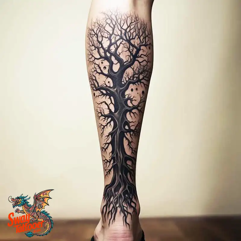 50 Tree on Leg Tattoo Designs: Your Style in Nature's Beauty 4 tree on the leg tattoo