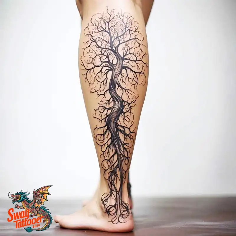 50 Tree on Leg Tattoo Designs: Your Style in Nature's Beauty 3 tree on the leg tattoo
