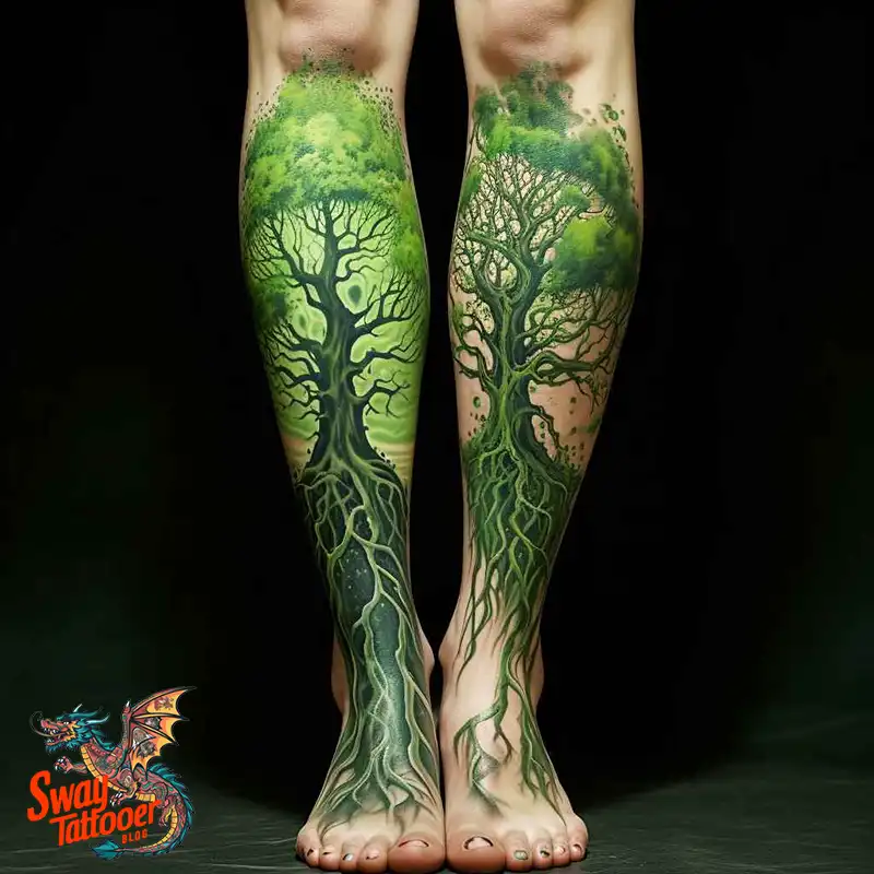 50 Tree on Leg Tattoo Designs: Your Style in Nature's Beauty 47 tree on leg tattoo