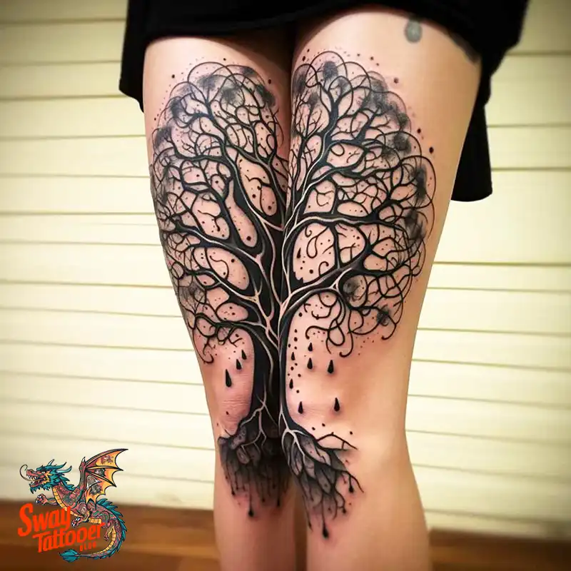 100 Tree on Thigh Tattoo Designs: Nature's Beauty on Skin 89 tree on the leg tattoo