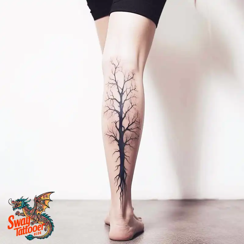 50 Tree on Leg Tattoo Designs: Your Style in Nature's Beauty 39 tree on leg tattoo