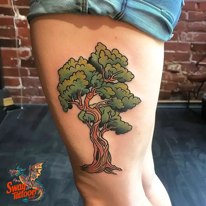 100 Tree on Thigh Tattoo Designs: Nature's Beauty on Skin 88 Tree on Thigh Tattoo
