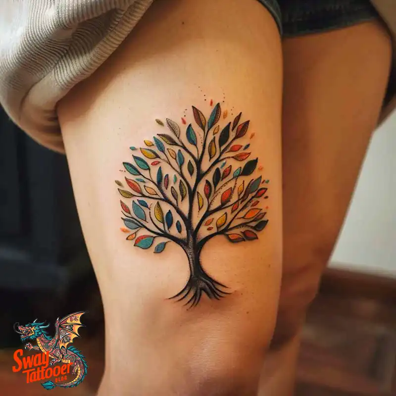 100 Tree on Thigh Tattoo Designs: Nature's Beauty on Skin 79 Tree on Thigh Tattoo