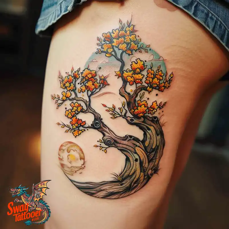 100 Tree on Thigh Tattoo Designs: Nature's Beauty on Skin 78 Tree on Thigh Tattoo