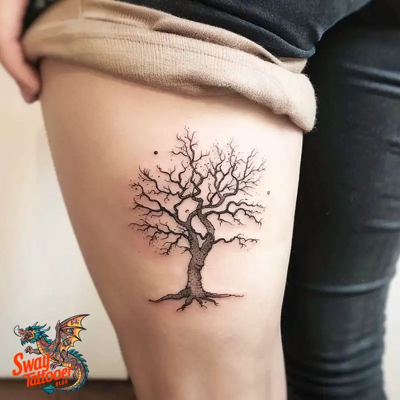 100 Tree on Thigh Tattoo Designs: Nature's Beauty on Skin 77 Tree on Thigh Tattoo