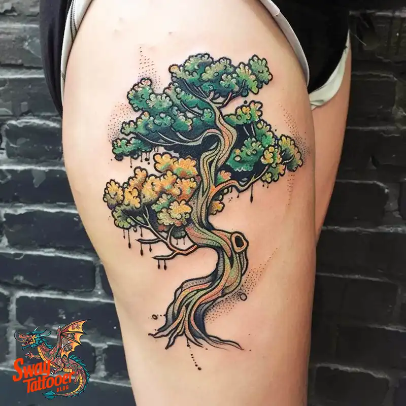 100 Tree on Thigh Tattoo Designs: Nature's Beauty on Skin 72 Tree on Thigh Tattoo