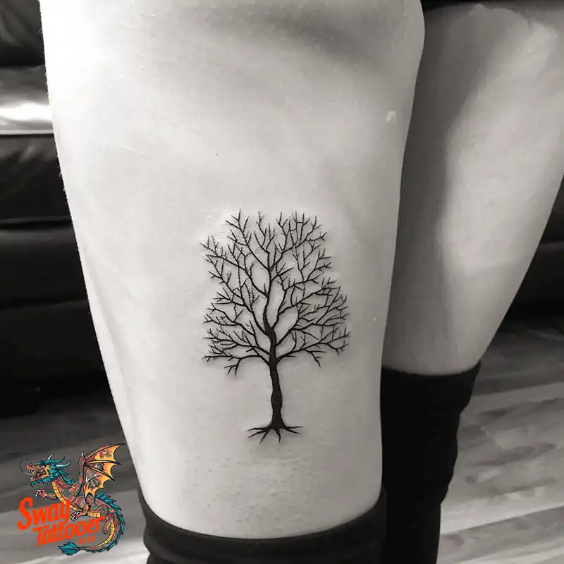 100 Tree on Thigh Tattoo Designs: Nature's Beauty on Skin 69 Tree on Thigh Tattoo