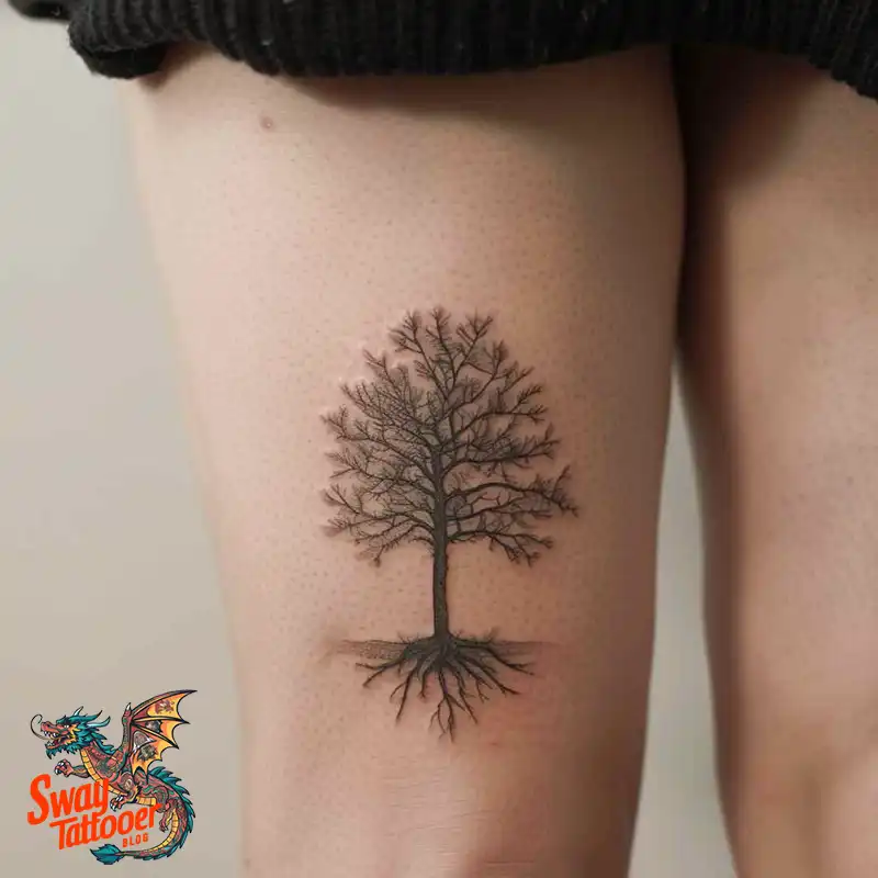 100 Tree on Thigh Tattoo Designs: Nature's Beauty on Skin 65 Tree on Thigh Tattoo