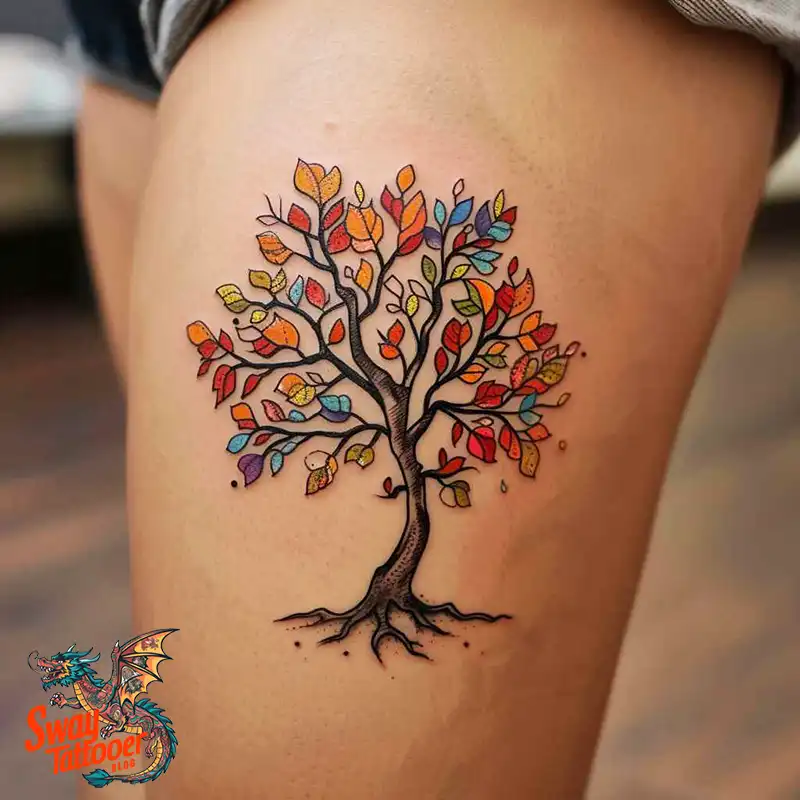 100 Tree on Thigh Tattoo Designs: Nature's Beauty on Skin 85 Tree on Thigh Tattoo