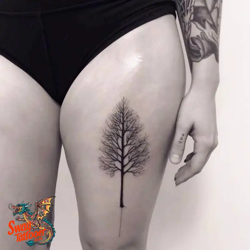 100 Tree on Thigh Tattoo Designs: Nature's Beauty on Skin 58 Tree on Thigh Tattoo