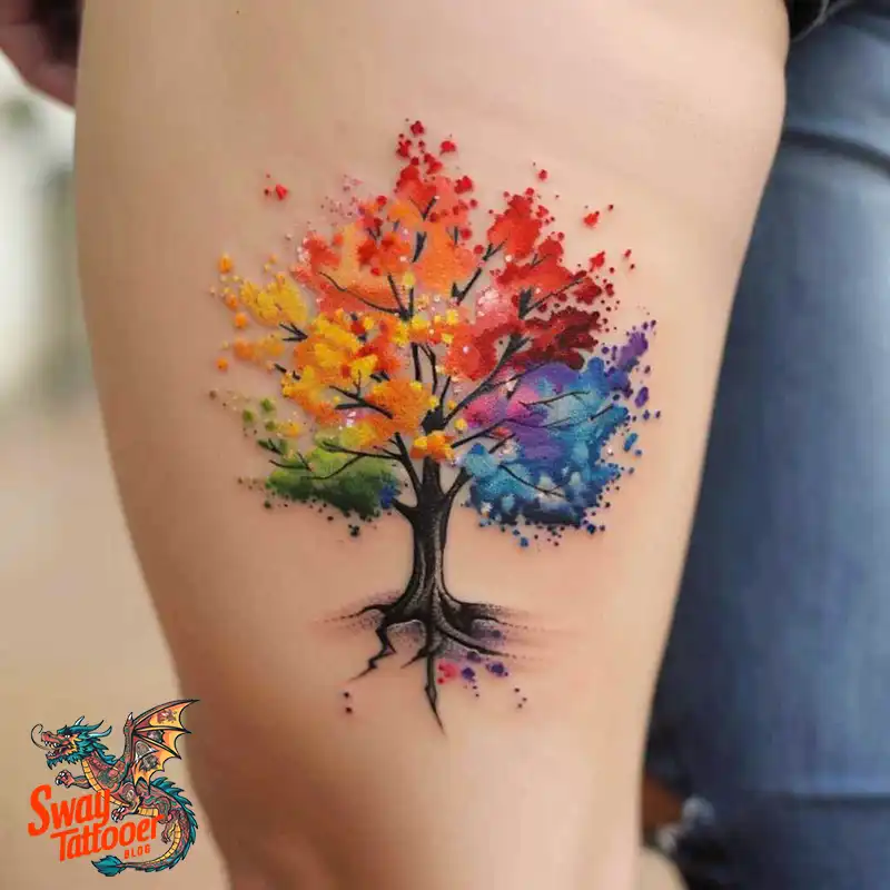 100 Tree on Thigh Tattoo Designs: Nature's Beauty on Skin 84 Tree on Thigh Tattoo