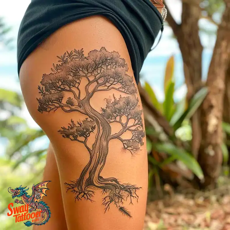 100 Tree on Thigh Tattoo Designs: Nature's Beauty on Skin 50 Tree on Thigh Tattoo