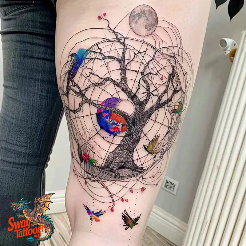 100 Tree on Thigh Tattoo Designs: Nature's Beauty on Skin 48 Tree on Thigh Tattoo