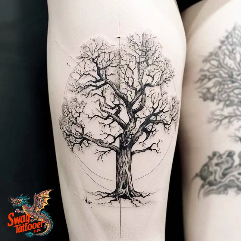 100 Tree on Thigh Tattoo Designs: Nature's Beauty on Skin 47 Tree on Thigh Tattoo