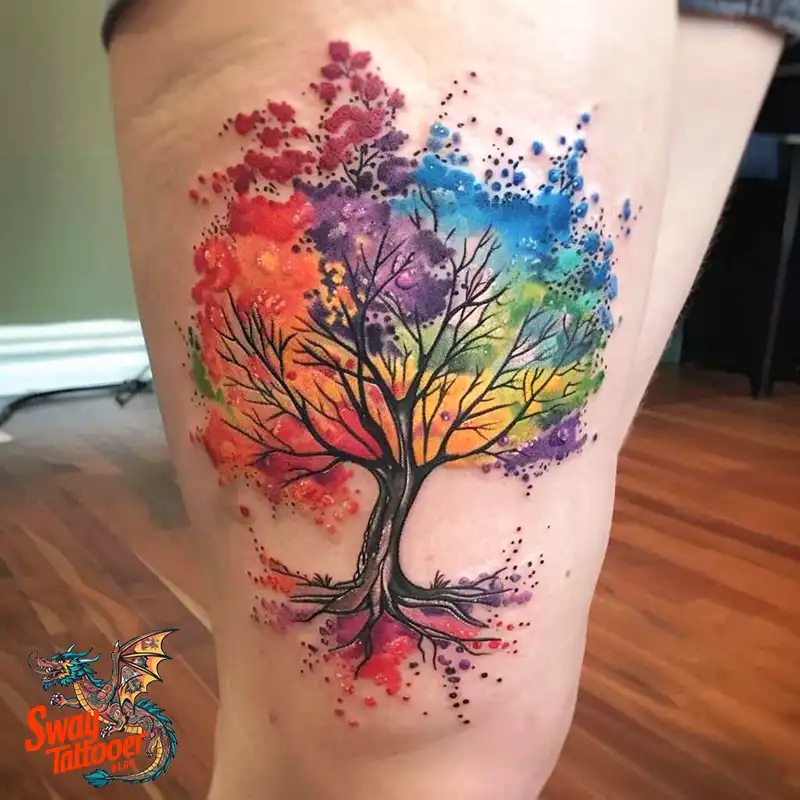 100 Tree on Thigh Tattoo Designs: Nature's Beauty on Skin 83 Tree on Thigh Tattoo