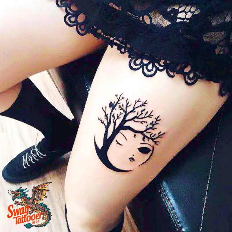 100 Tree on Thigh Tattoo Designs: Nature's Beauty on Skin 42 Tree on Thigh Tattoo