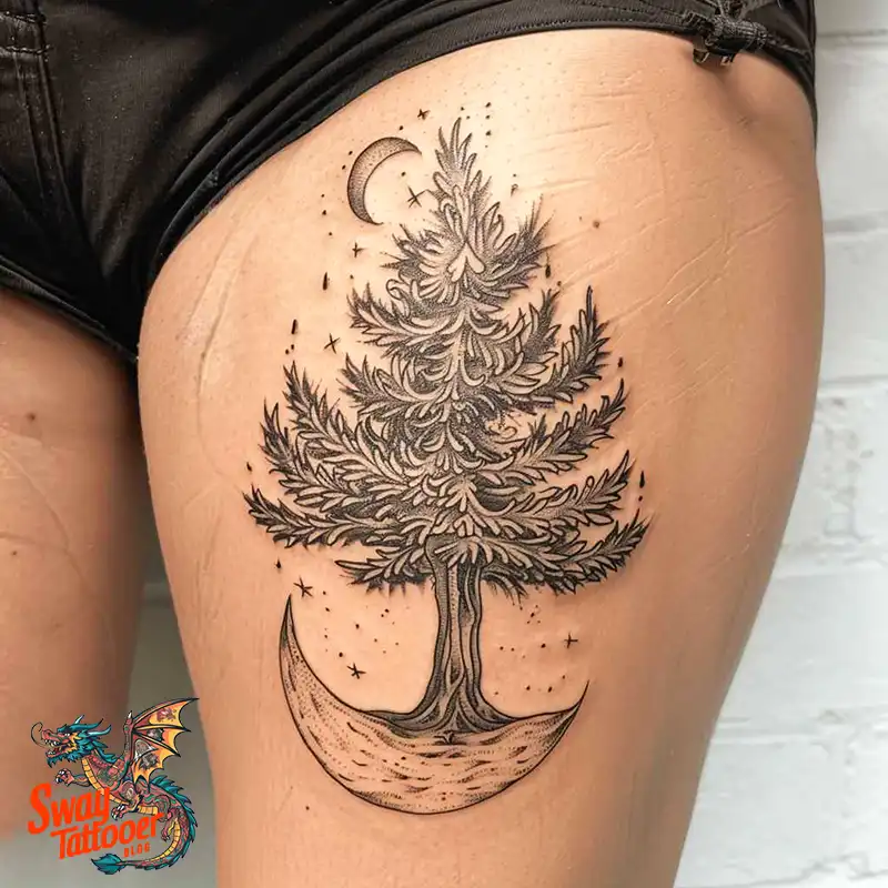 100 Tree on Thigh Tattoo Designs: Nature's Beauty on Skin 82 Tree on Thigh Tattoo