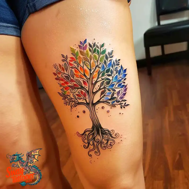 100 Tree on Thigh Tattoo Designs: Nature's Beauty on Skin 25 Tree on Thigh Tattoo