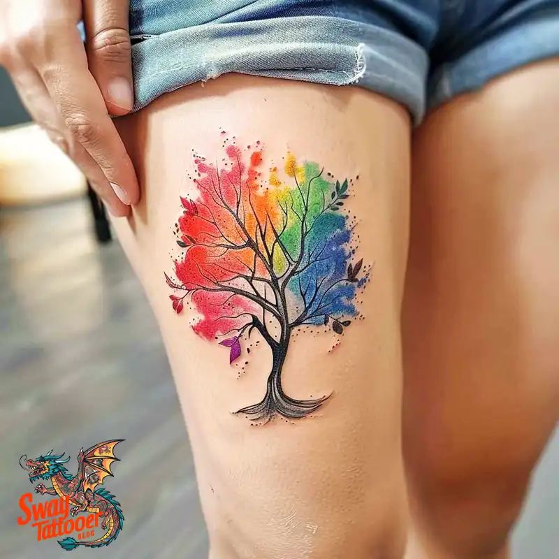 100 Tree on Thigh Tattoo Designs: Nature's Beauty on Skin 26 Tree on Thigh Tattoo