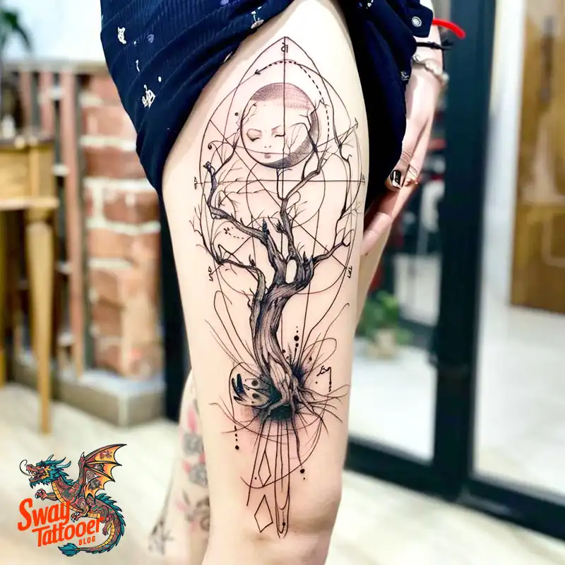 100 Tree on Thigh Tattoo Designs: Nature's Beauty on Skin 24 Tree on Thigh Tattoo