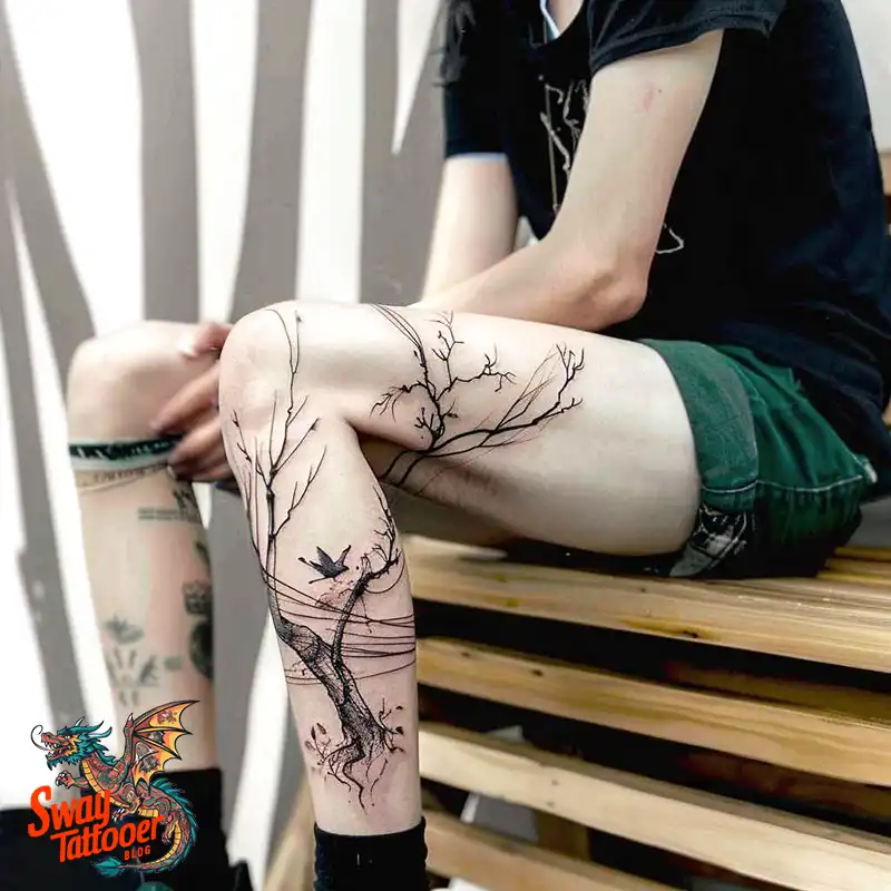 100 Tree on Thigh Tattoo Designs: Nature's Beauty on Skin 22 Tree on Thigh Tattoo