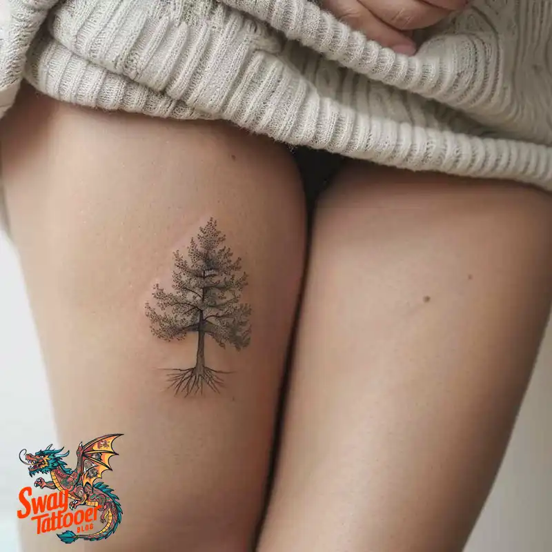 100 Tree on Thigh Tattoo Designs: Nature's Beauty on Skin 21 Tree on Thigh Tattoo