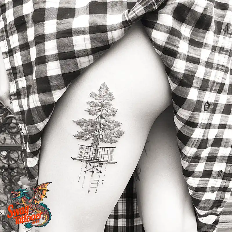 100 Tree on Thigh Tattoo Designs: Nature's Beauty on Skin 19 Tree on Thigh Tattoo