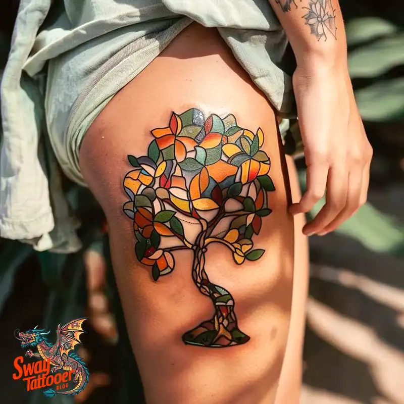 100 Tree on Thigh Tattoo Designs: Nature's Beauty on Skin 18 Tree on Thigh Tattoo