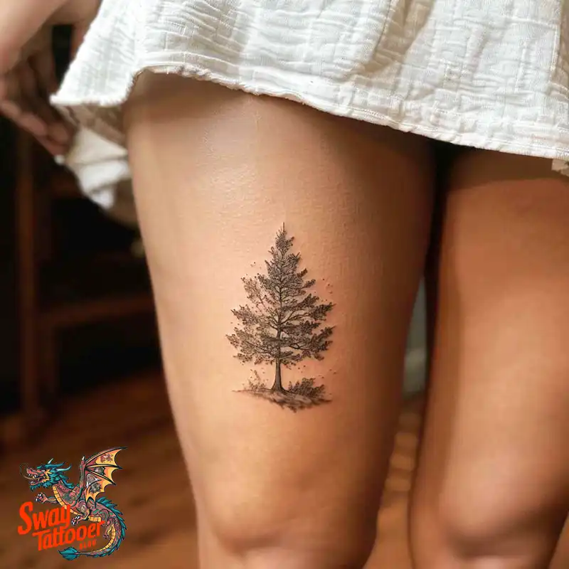 100 Tree on Thigh Tattoo Designs: Nature's Beauty on Skin 16 Tree on Thigh Tattoo