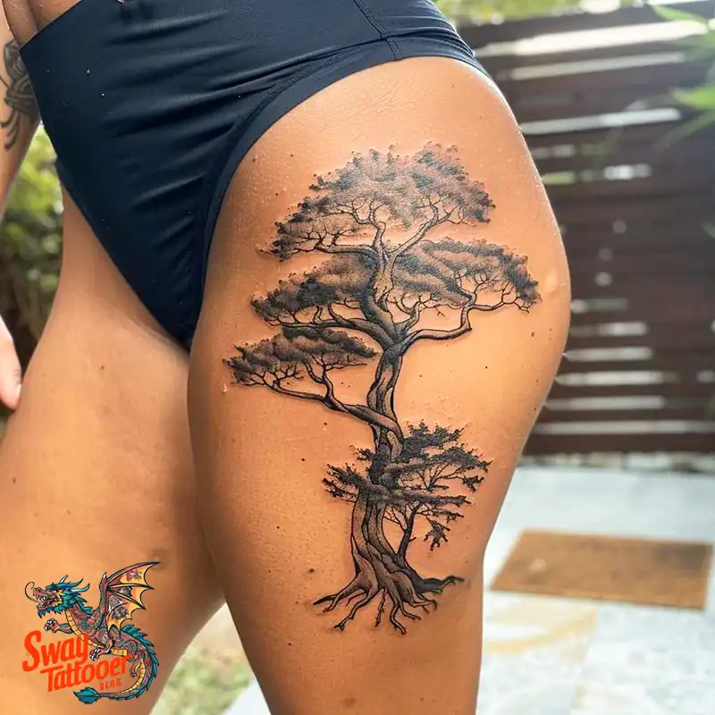 100 Tree on Thigh Tattoo Designs: Nature's Beauty on Skin 10 Tree on Thigh Tattoo