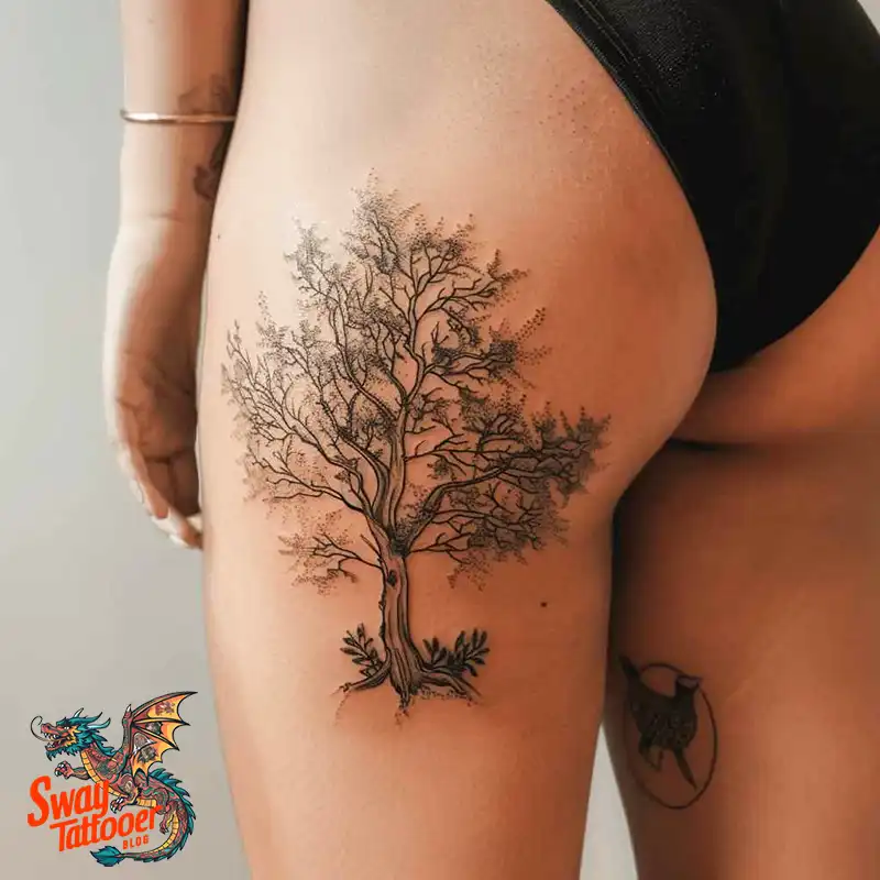 100 Tree on Thigh Tattoo Designs: Nature's Beauty on Skin 6 Tree on Thigh Tattoo