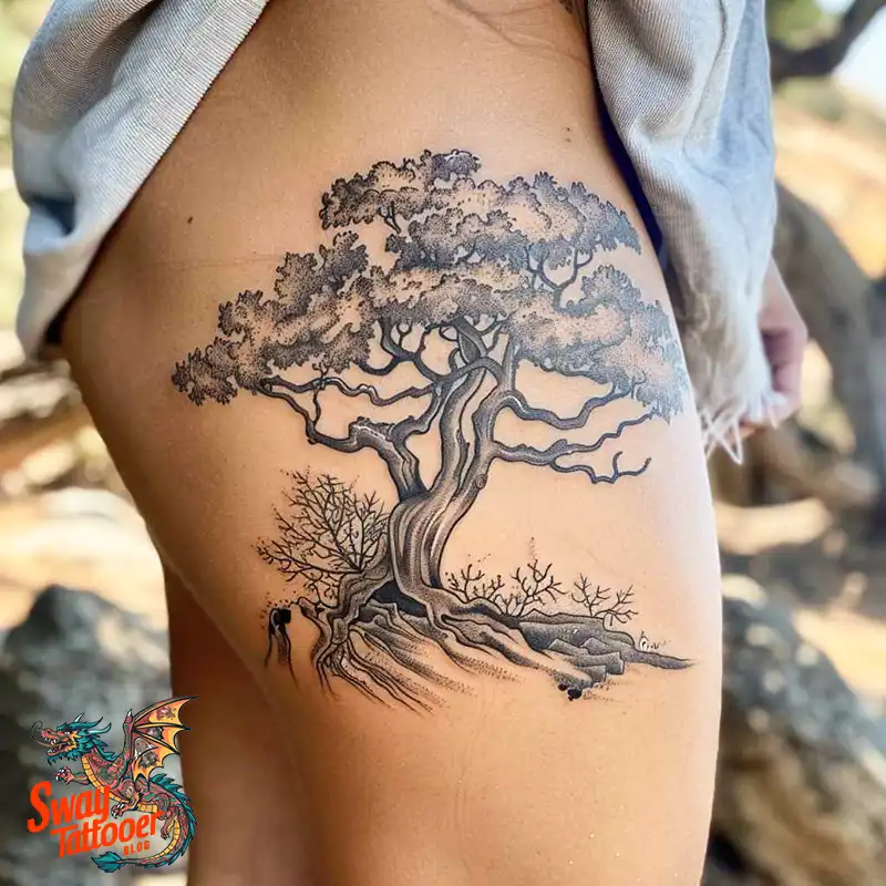 100 Tree on Thigh Tattoo Designs: Nature's Beauty on Skin 1 Tree on Thigh Tattoo