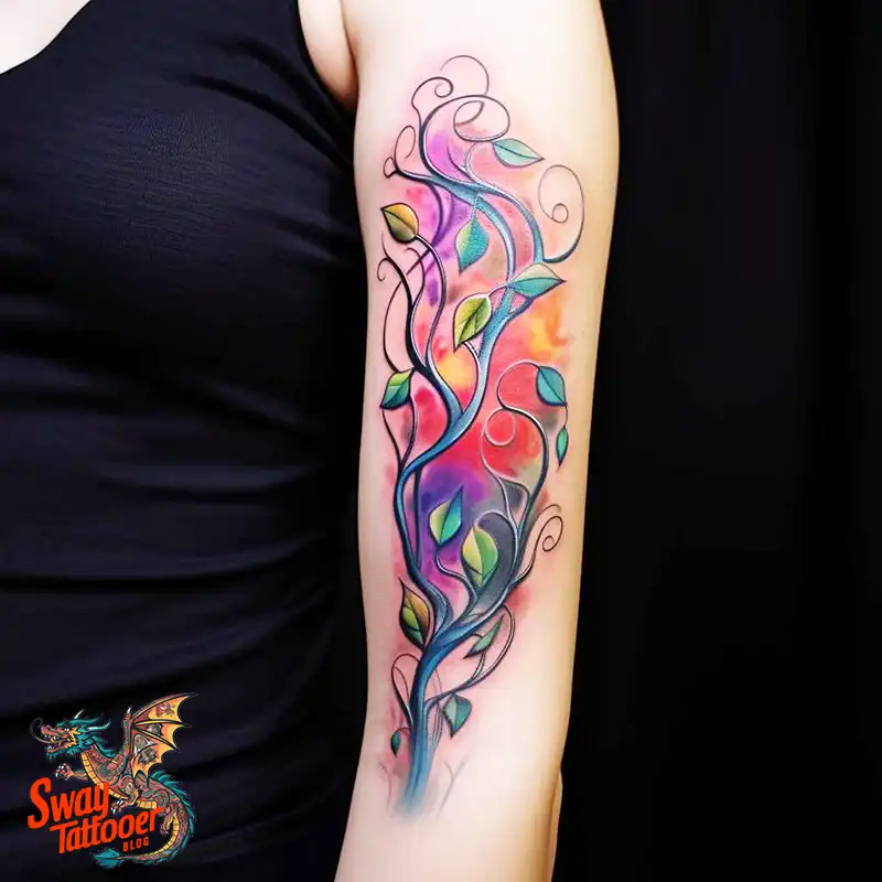 100 Vine on Leg and Arm Tattoo Designs : Nature's Art 84 vine on arm tattoo
