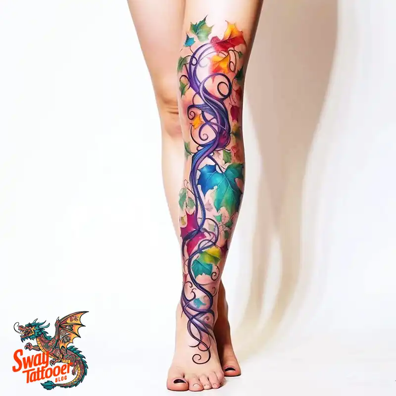 100 Vine on Leg and Arm Tattoo Designs : Nature's Art 49 vine on leg tattoo