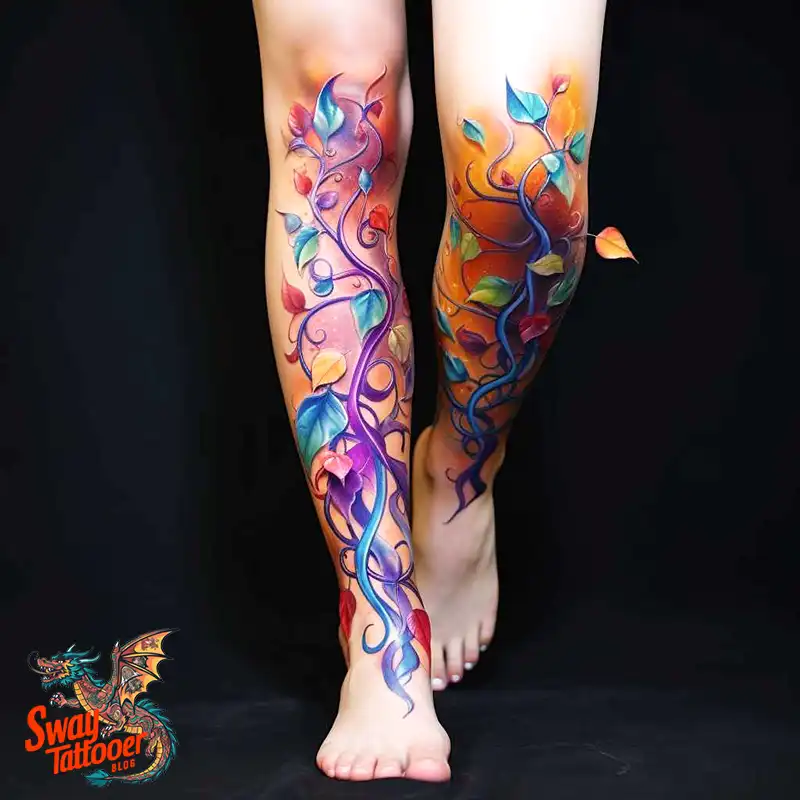 100 Vine on Leg and Arm Tattoo Designs : Nature's Art 47 vine on leg tattoo
