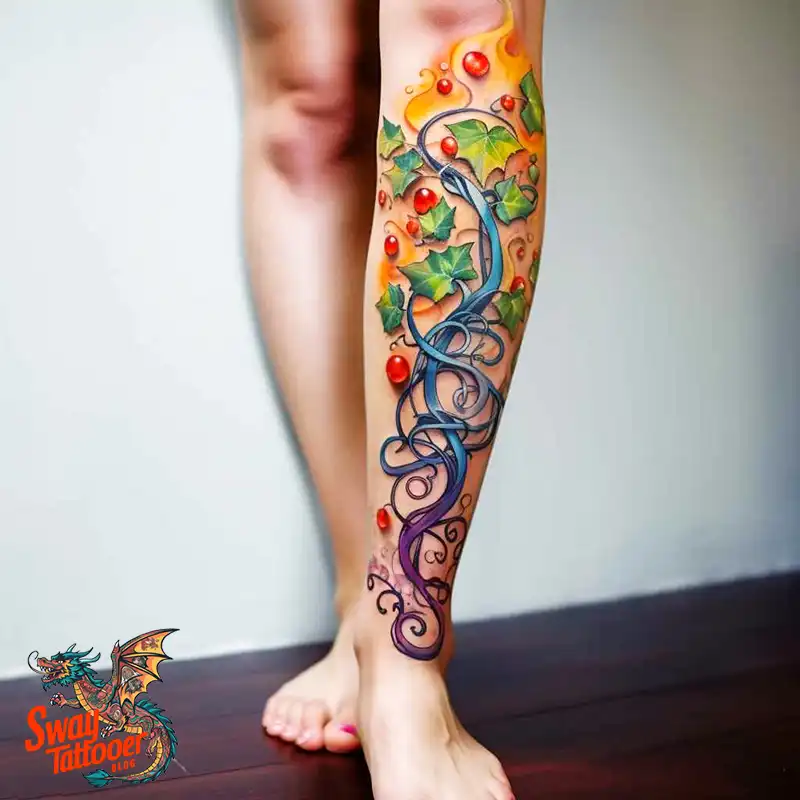 100 Vine on Leg and Arm Tattoo Designs : Nature's Art 46 vine on leg tattoo
