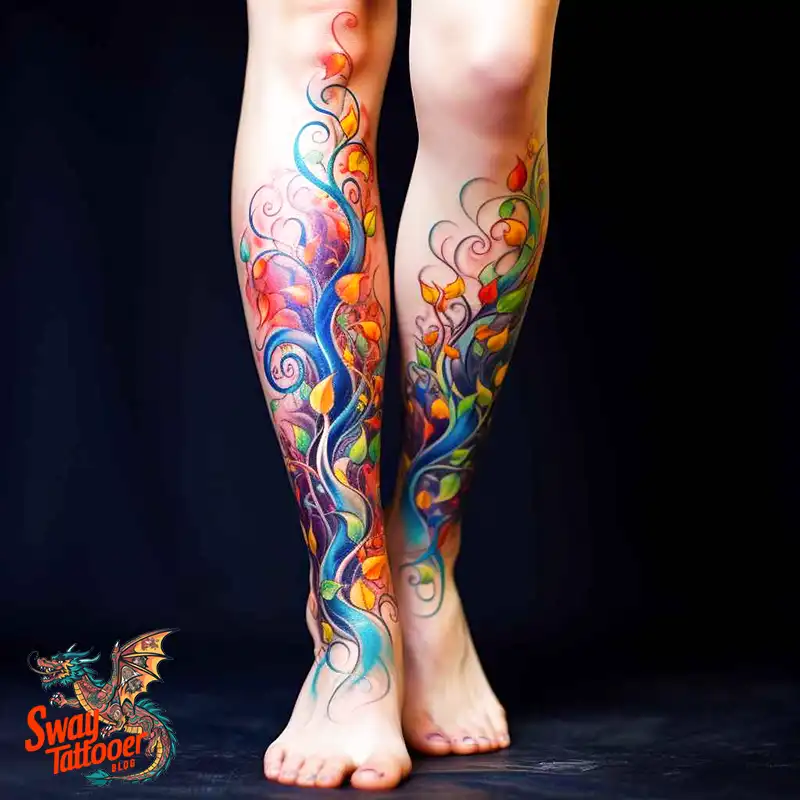 100 Vine on Leg and Arm Tattoo Designs : Nature's Art 44 vine on leg tattoo
