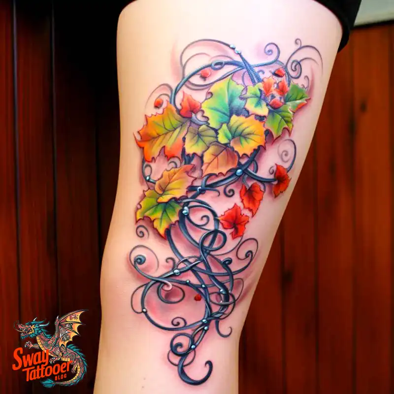 100 Vine on Leg and Arm Tattoo Designs : Nature's Art 42 vine on leg tattoo