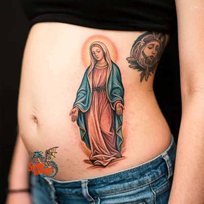 100 Virgin Mary Tattoo Design Ideas: Sacred Art in Ink 36 virgin mary tattoo