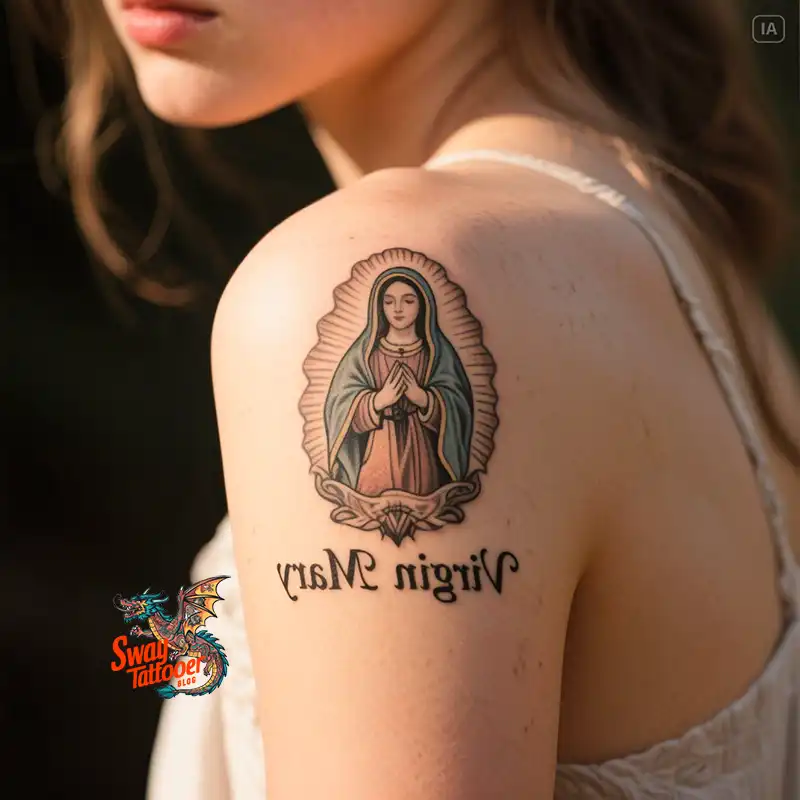 100 Virgin Mary Tattoo Design Ideas: Sacred Art in Ink 34 virgin mary tattoo