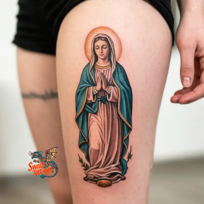 100 Virgin Mary Tattoo Design Ideas: Sacred Art in Ink 28 virgin mary tattoo