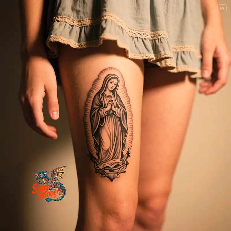 100 Virgin Mary Tattoo Design Ideas: Sacred Art in Ink 27 virgin mary tattoo