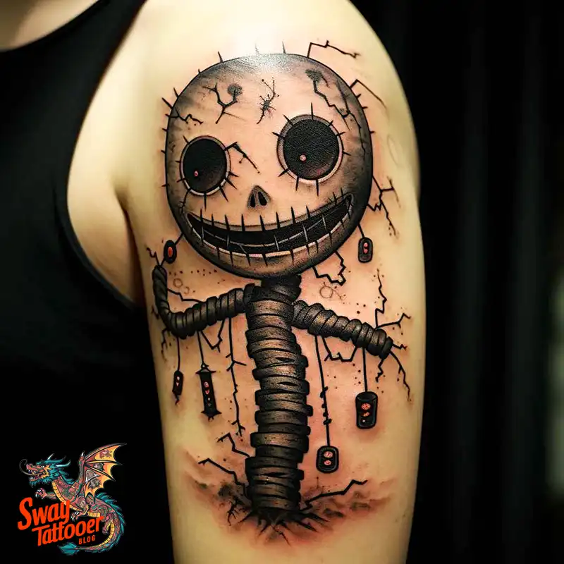 50 Voodoo Doll Tattoo Design Ideas: Mystical Art of Magic 31 voodoo doll tattoo