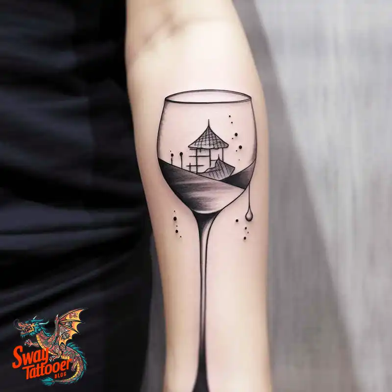 50 Wine Glass Tattoo Designs: Elegant Ink for the Sipper 34 Wine Glass Tattoo