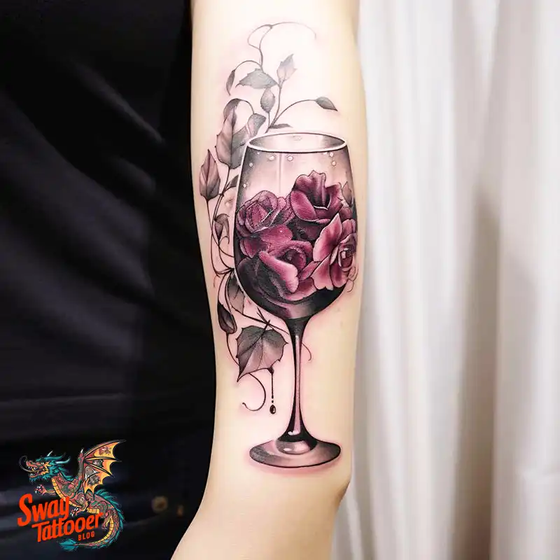 50 Wine Glass Tattoo Designs: Elegant Ink for the Sipper 35 Wine Glass Tattoo